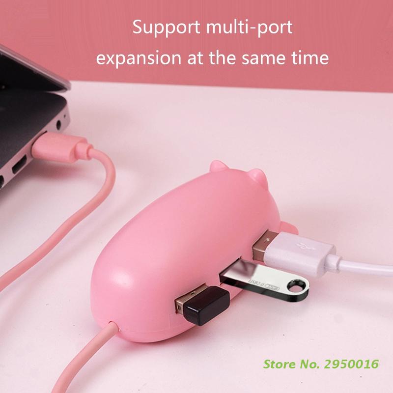 Laptop Accessories Pink - Cartoon Pink Pig 3 Port USB