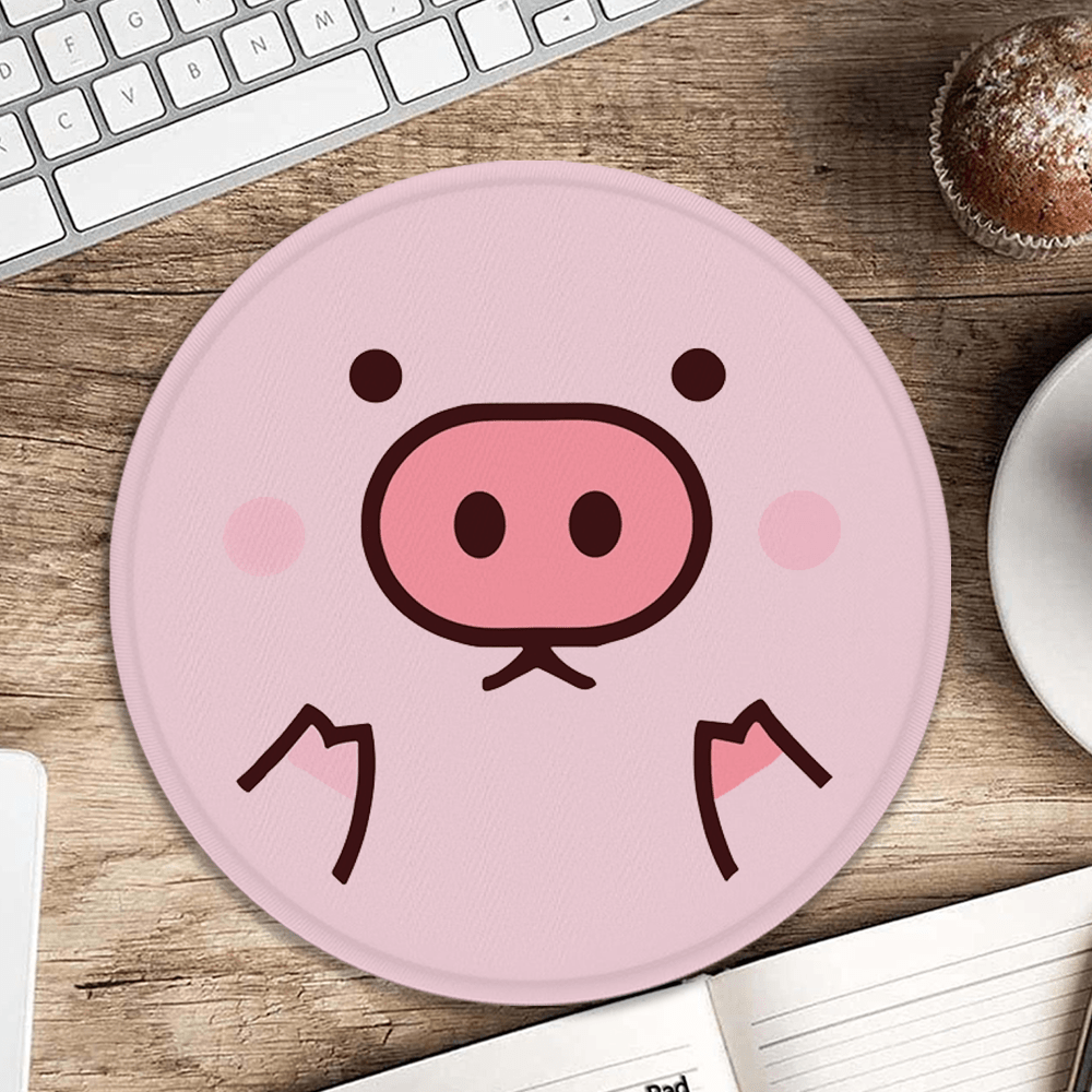 Laptop Accessories Pink - Kawaii Pink Pig Face Art circle