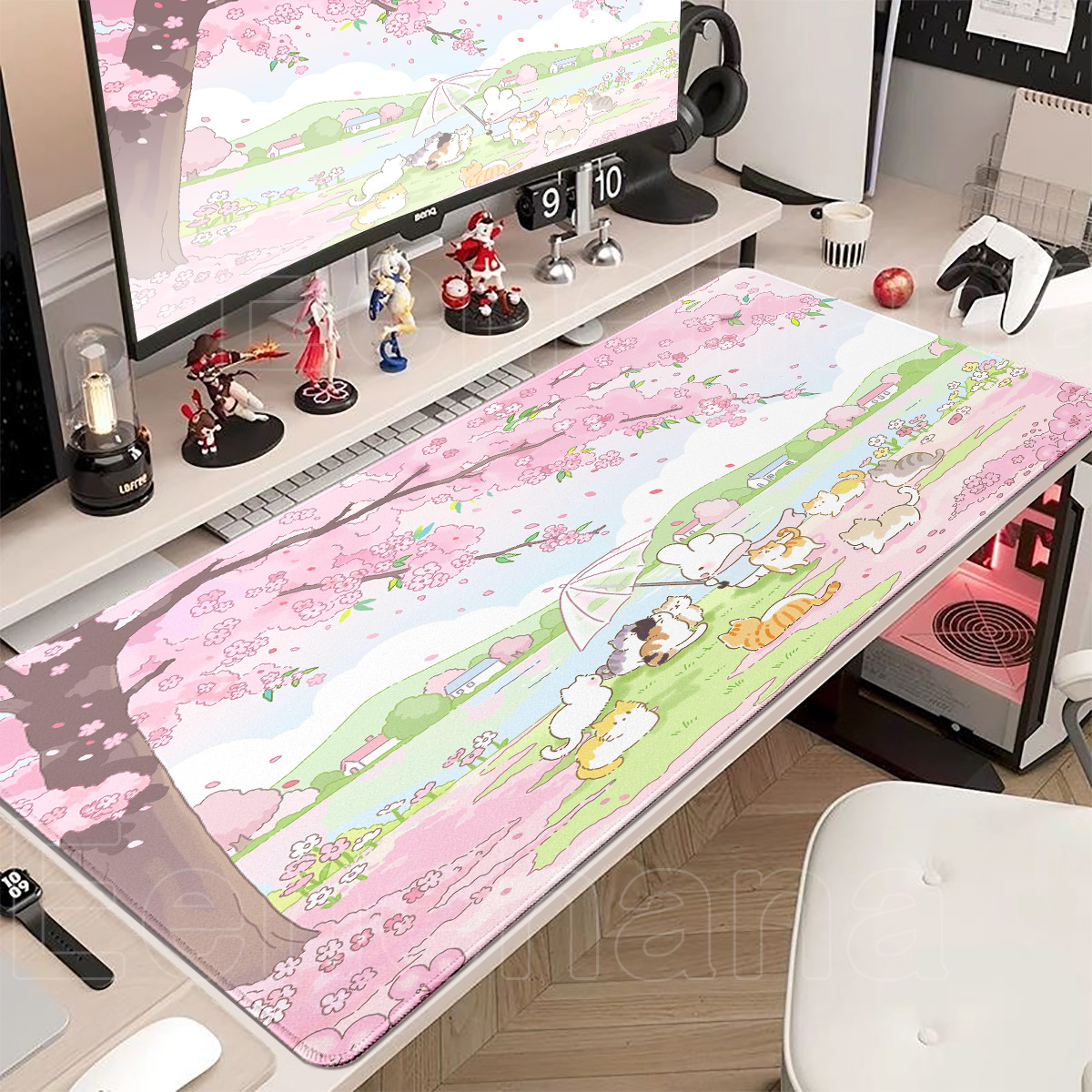 Spring Cute Rabbit Mouse Pad L - Laptop Accessories Pink review and price