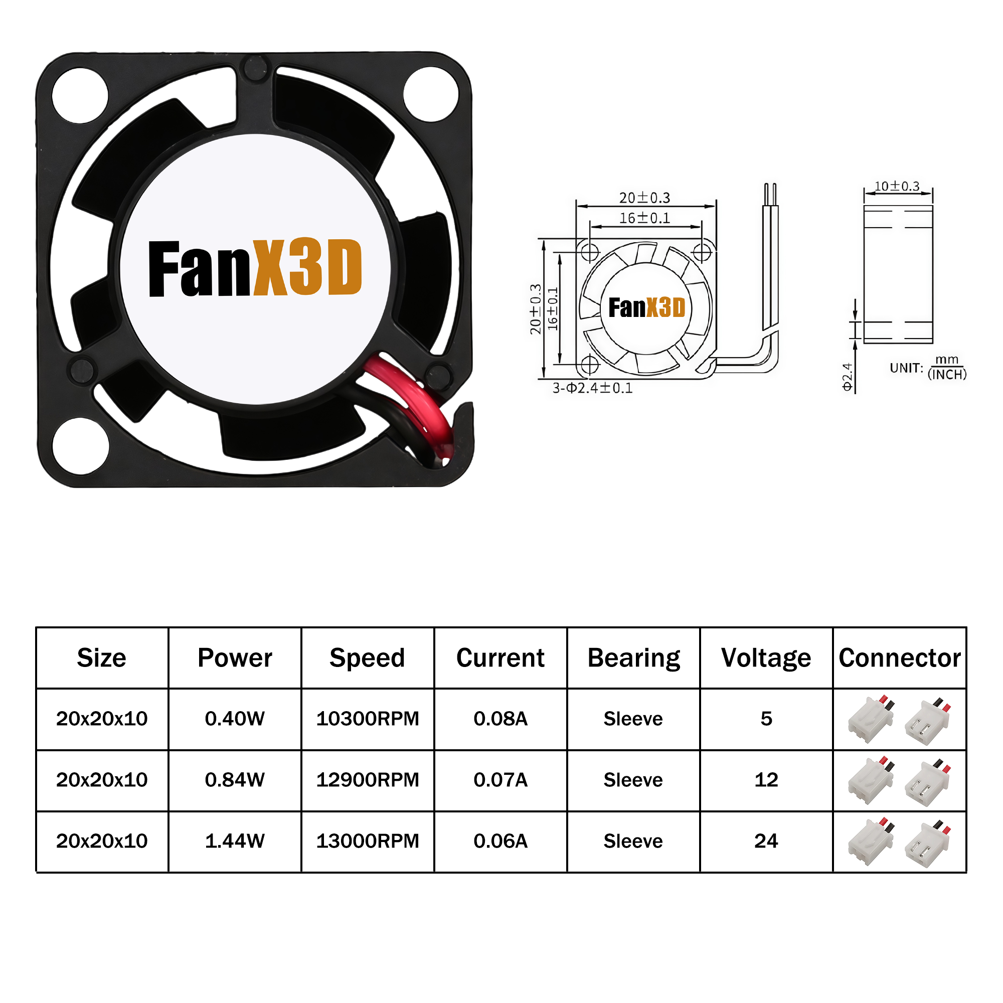 20x20x10MM 2010 DC 5V 12V 24V  - Laptop Accessories Computer review and price